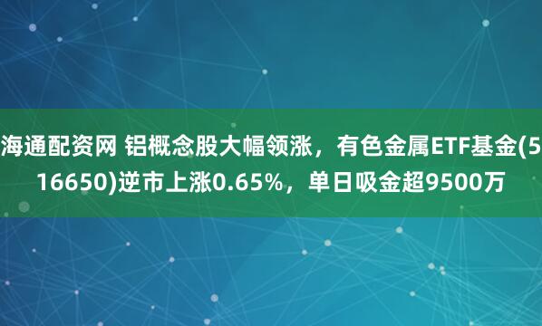 海通配资网 铝概念股大幅领涨,有色金属ETF基金(516650)逆市上涨0.65%,单日吸金超9500万
