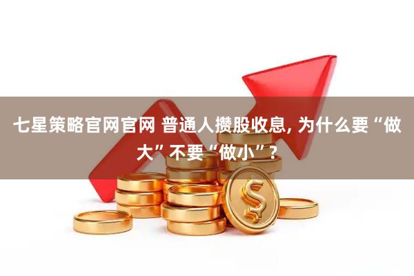七星策略官网官网 普通人攒股收息, 为什么要“做大”不要“做小”?